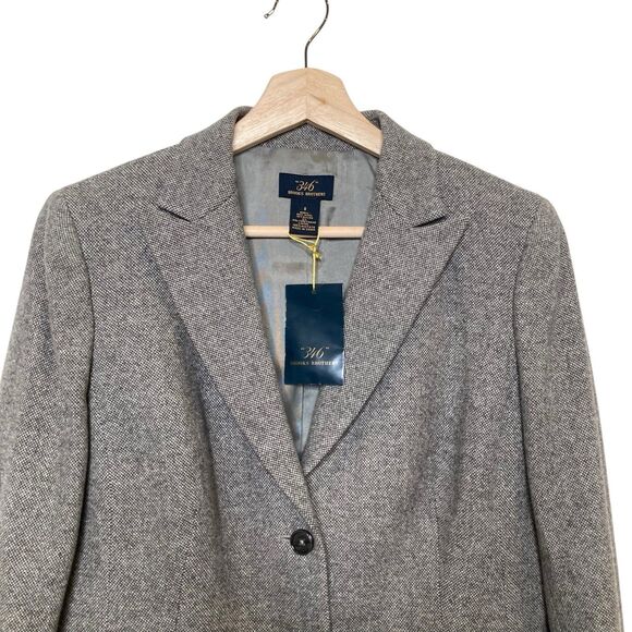 Brooks Brothers Womens 8 Wool Blend Herringbone Short Blazer 3/4 Sleeve New Tag - Picture 3 of 11